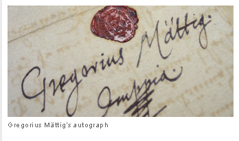 Gregorius Mättig’s autograph